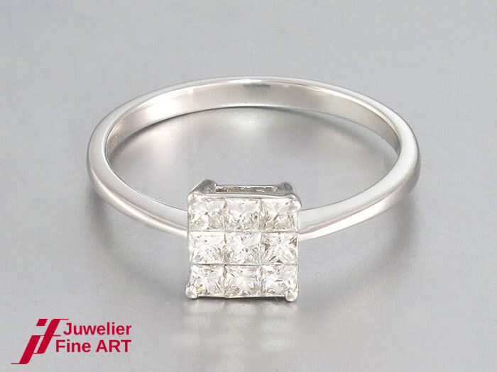 RING 750/18K Weißgold - 9 Diamanten zus. 0,47 ct - 1,9 g - Gr. 52,5
