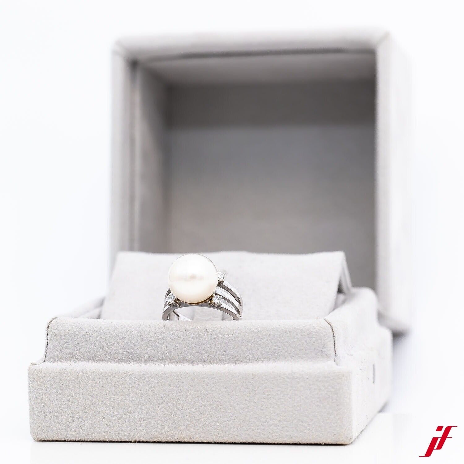 Ring 585/14K Weißgold 1 Südsee-Perle 4 Brillanten 0,20ct - Wert 2.000€