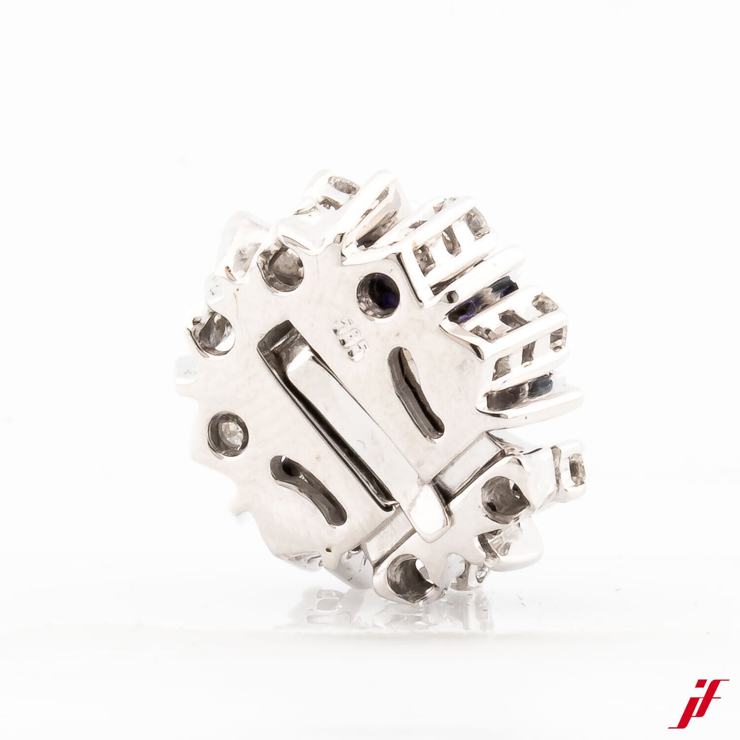 Perlenstopper Rund 585/14K Weißgold 8 Spaphire 8 Diamanten 1 Akoya-Zuchtperle