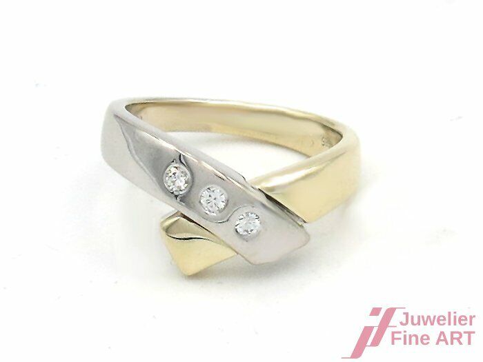 Diamantring 14K/585 GG/WG - 3 Brillanten zus. ca. 0,09 ct W/si - 6,0 g - Gr. 53