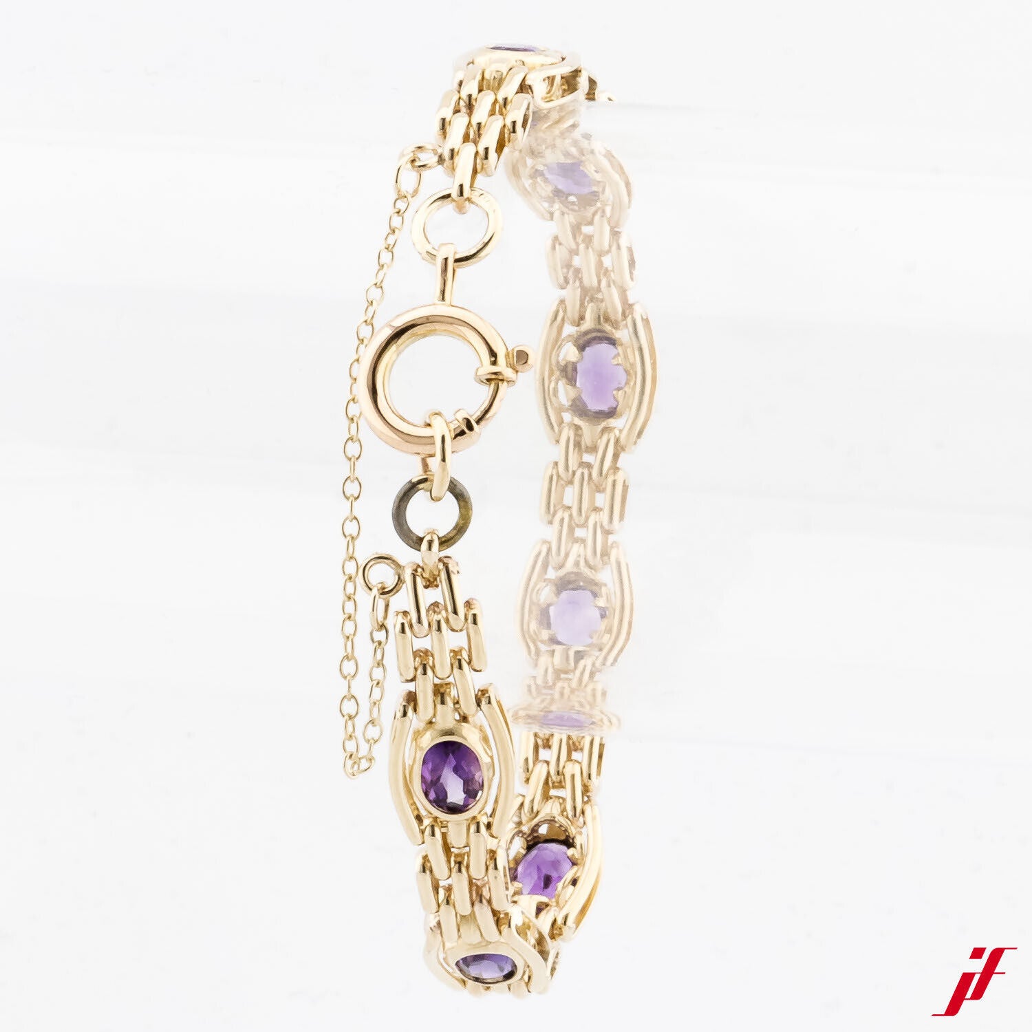 Armschmuck Armband 375er Gelbgold 7 Amethyste ca. 3,5 ct 18,5 cm