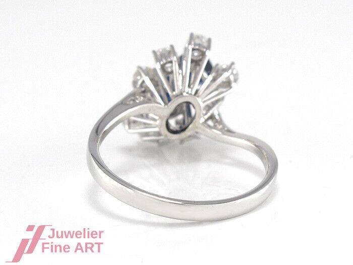 Ring 750/18K Weißgold - 2 Saphire + 8 Brillanten ca. 0,80 ct - 4,4 g - Gr. 58