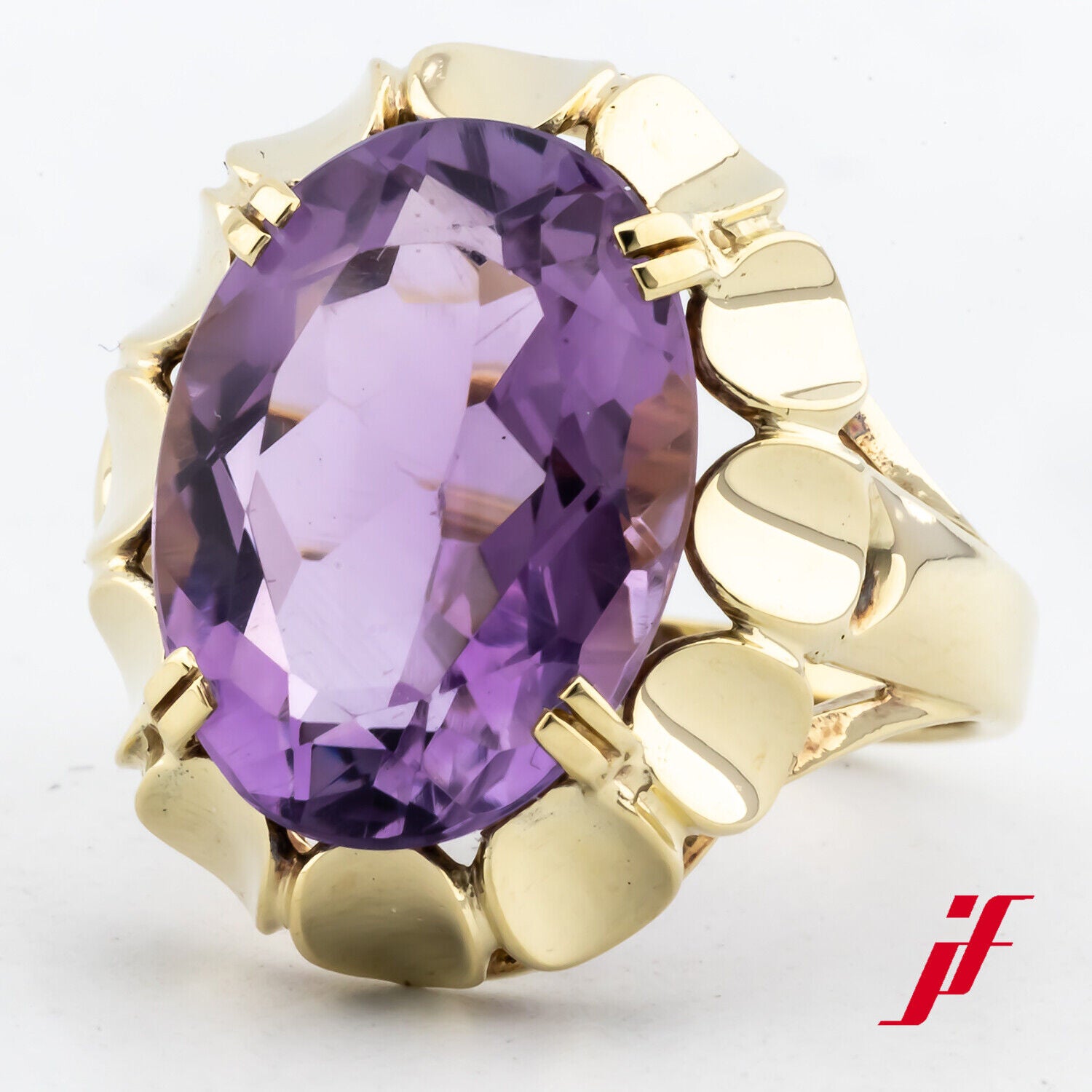 Ring Statement 585/14K Gelbgold 1 Amethyst Größe 53 TOP