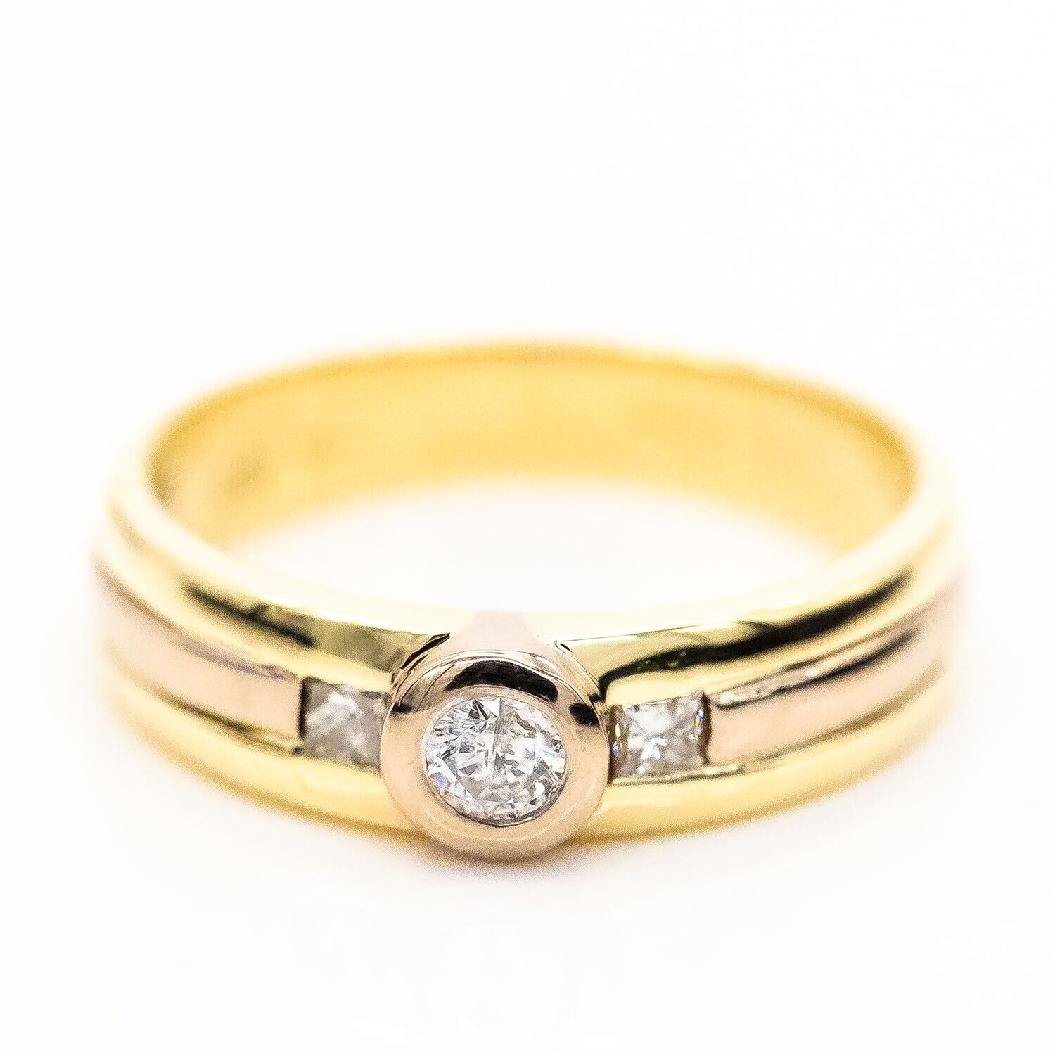 Ring 585/14K Gelbgold Weißgold Diamanten ca. 0,3ct H/P1 Gr.58 - Wert 1.800€