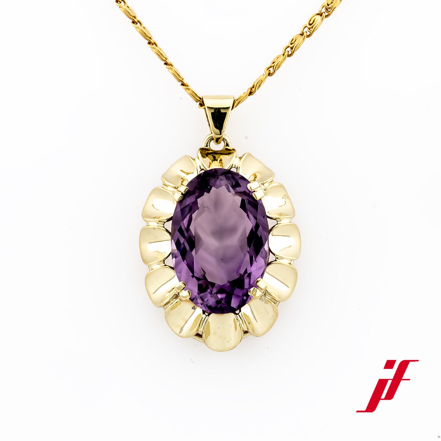 Anhänger Oval 585/14K Gelbgold 1 Amethyst ca. 8,0 ct TOP