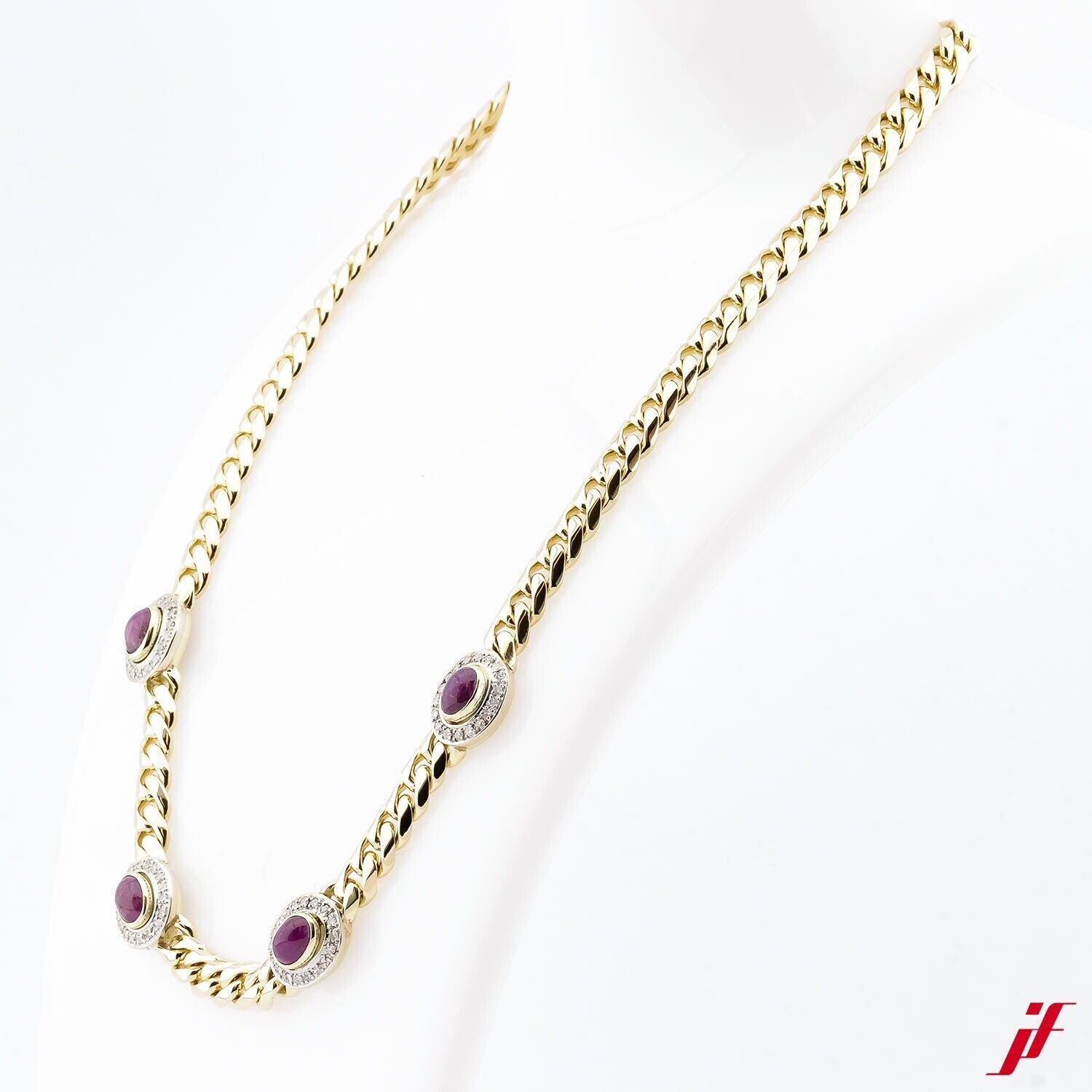 Collier 14K/585 Gelbgold Rubin Diamanten Brillanten 0,80ct - Wert 7.500€