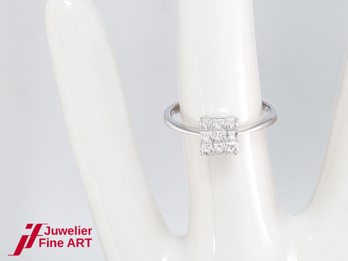 RING 750/18K Weißgold - 9 Diamanten zus. 0,47 ct - 1,9 g - Gr. 52,5