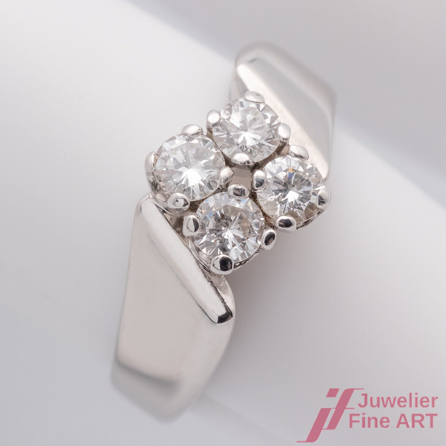 Ring 585/14K Weißgold Diamanten Brillanten Raute Größe 51