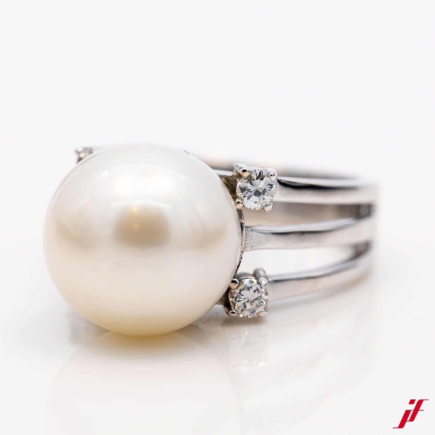 Ring 585/14K Weißgold 1 Südsee-Perle 4 Brillanten 0,20ct - Wert 2.000€