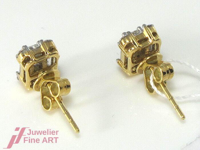 Diamant Ohrstecker - 18K/750 Gelbgold -18 Dia. zus. 1,03 ct TW/SI - 2,04 g