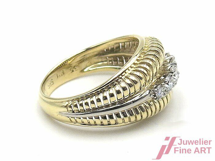 Ring - 14K/585 Gelbgold - 5 Brillanten zus. ca. 0,35 ct TW/si - 3,7 g - Gr. 54