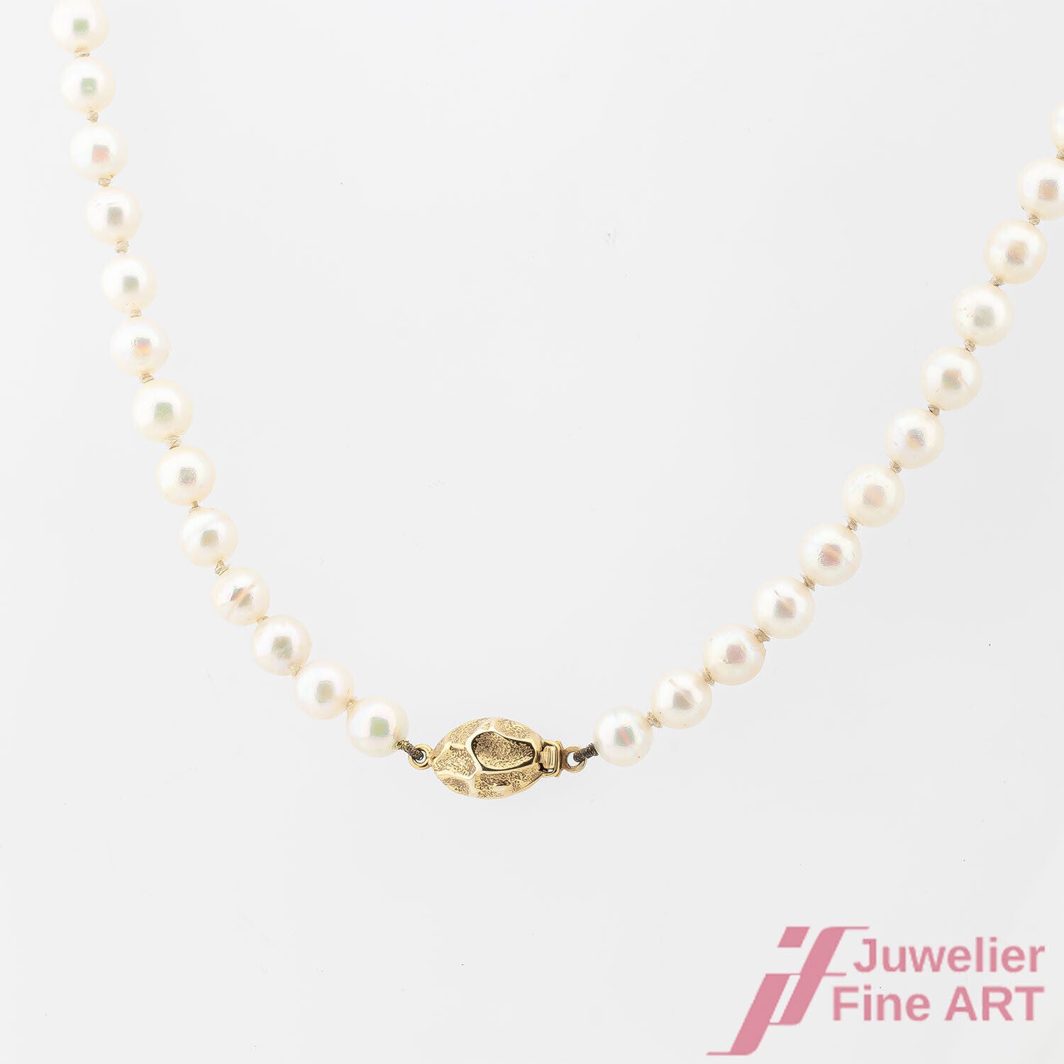 Perlenkette 1-reihig Akoyaperlen Steckschließe 585/14K Gelbgold 46,0 cm