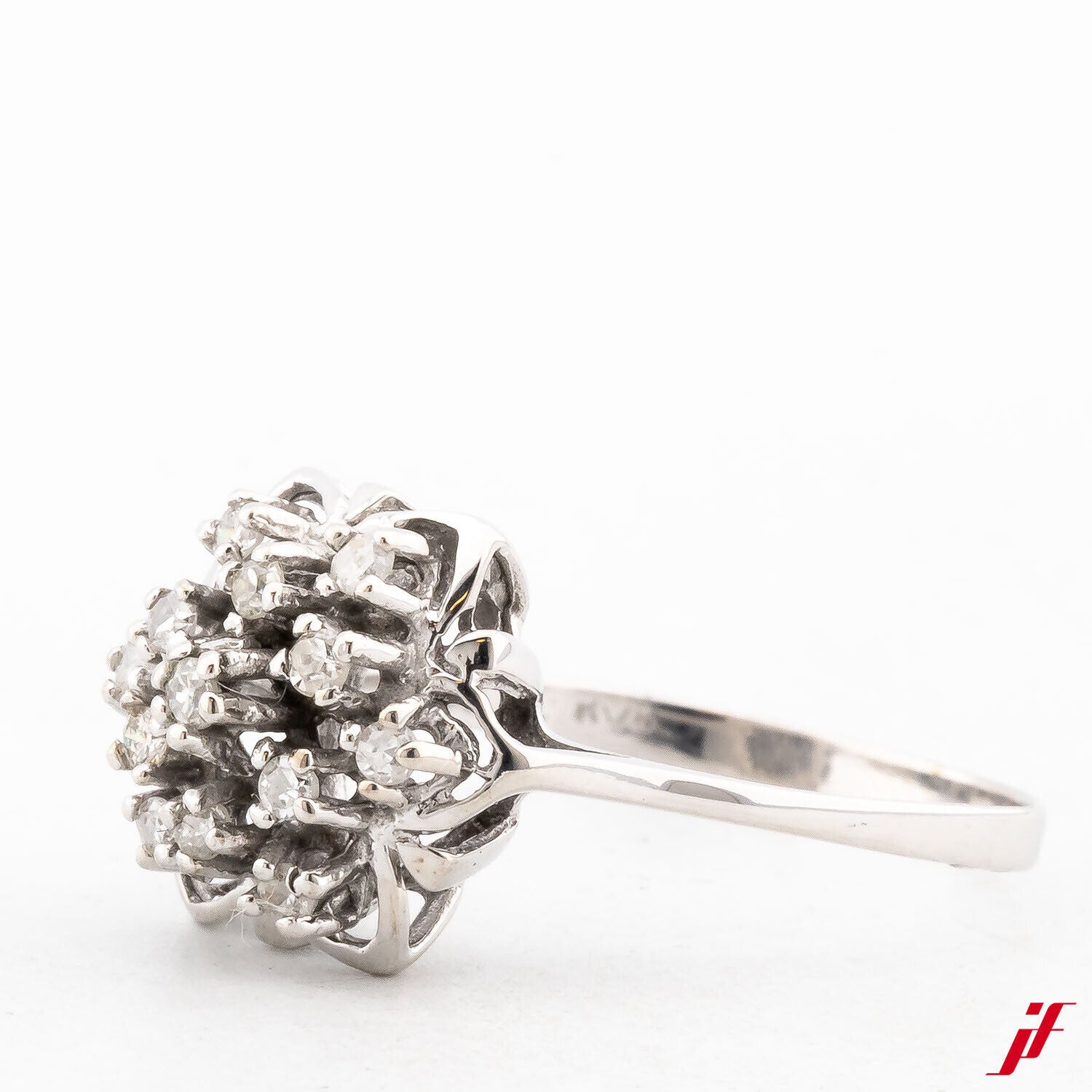 Klassischer Damenring 585/14K Weißgold Diamanten Brillanten 0,13 ct Größe 55