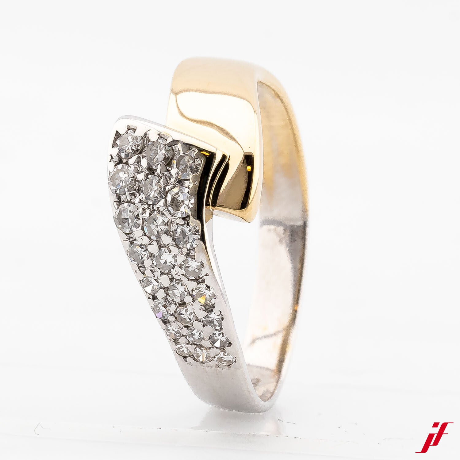 Damenring 585/14K Gold 24 Diamanten Brillantschliff zus. ca. 0,48 H/si1 60