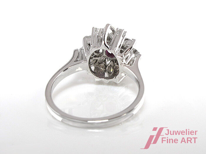 Ring - 14K WG - Diamantbes. ca.1 ct TW/SI & 1 Rubin ca. 0,60 ct - Gr. 54 - 5 g