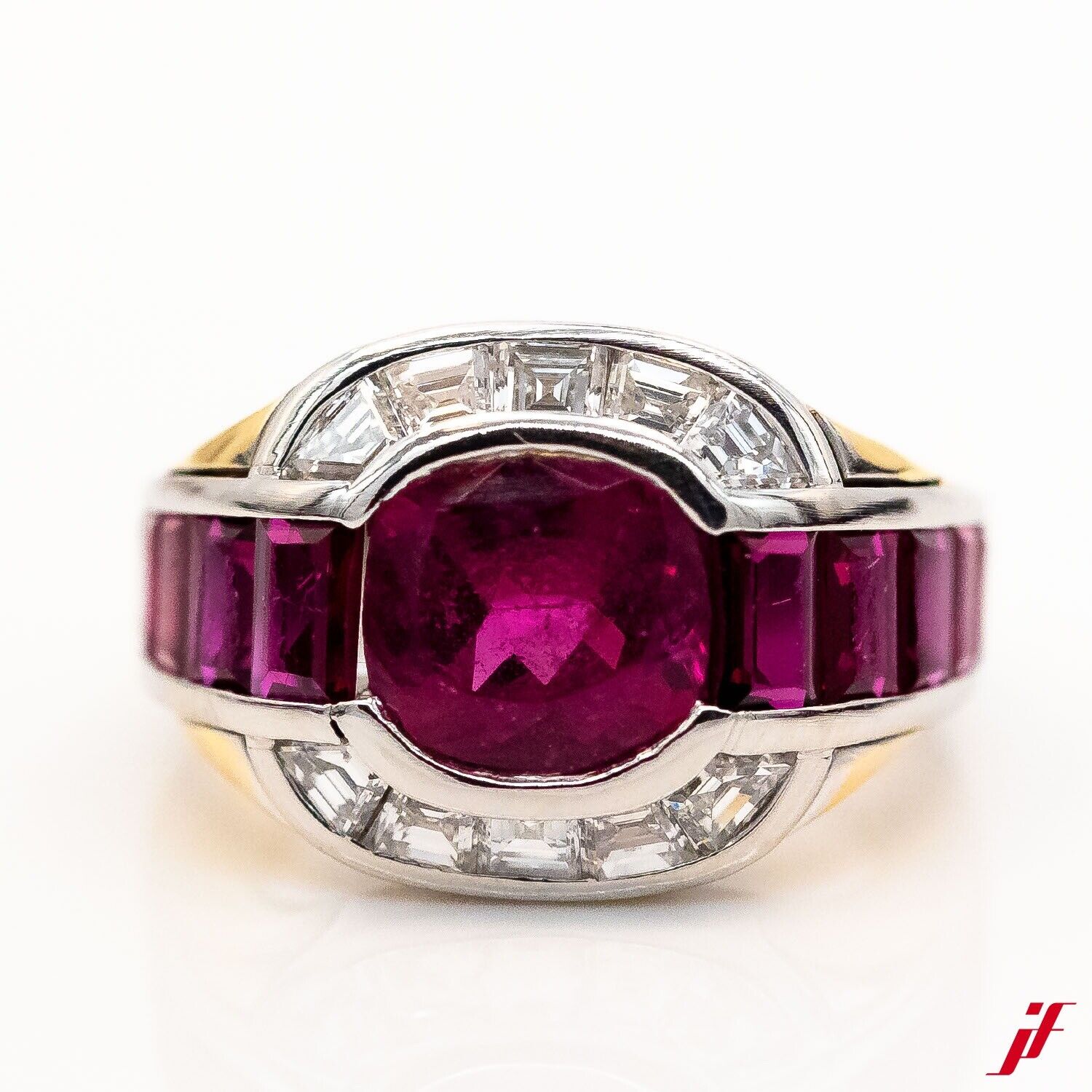 Ring 18K Gold 900 Platin Turmalin Rubin Diamanten zsm. 5,1ct Gr.50- Wert 8.500€