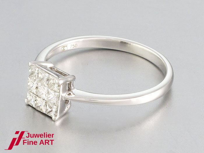 RING 750/18K Weißgold - 9 Diamanten zus. 0,47 ct - 1,9 g - Gr. 52,5