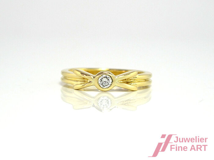Brillantring ca. 0,10 ct W-VSI in 750/18K Gelbgold - Gr. 53 - 3,9 g