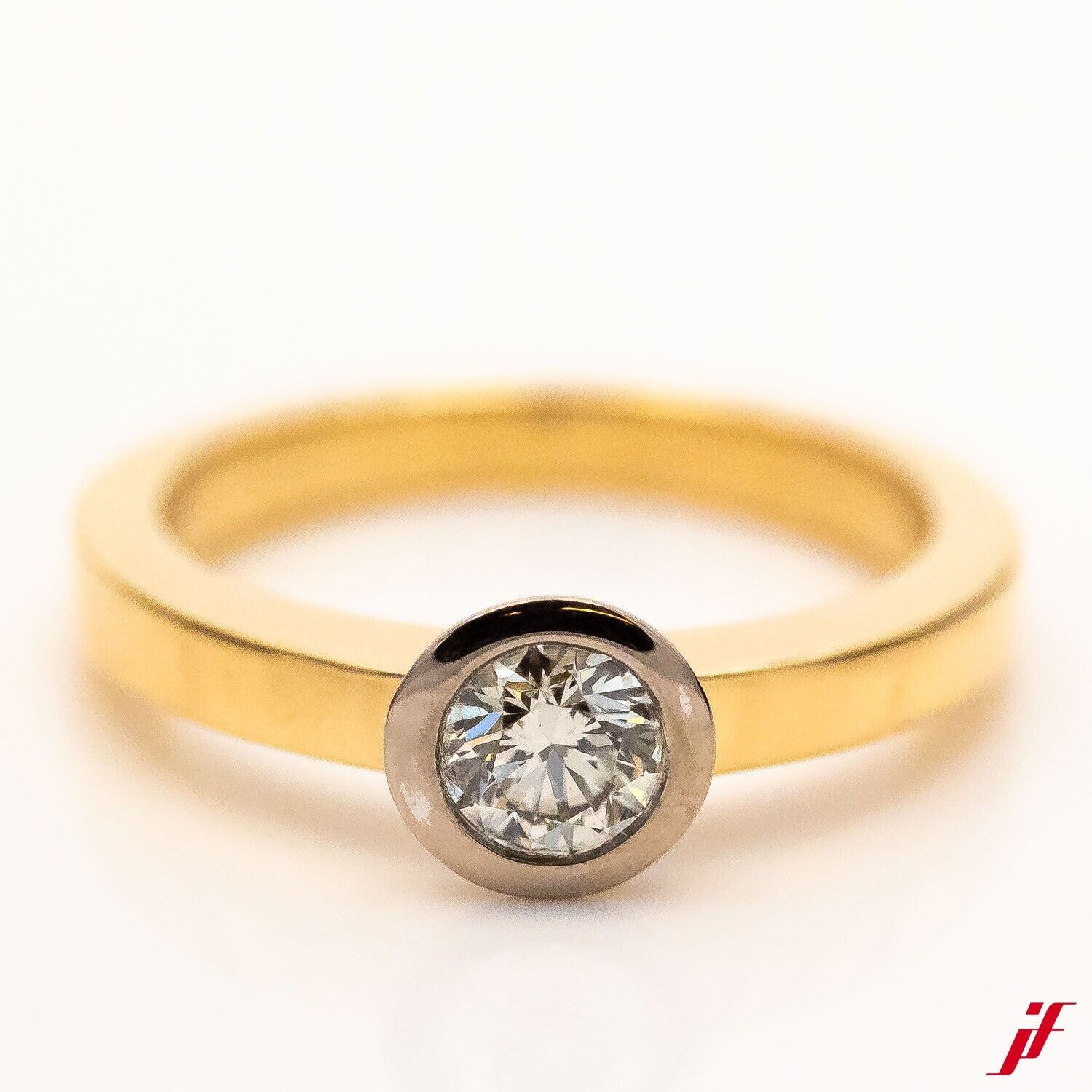 Ring 18K/750 Gelbgold Weißgold 1 Diamant 0,50ct W/SI Gr.55- Wert 3.000€