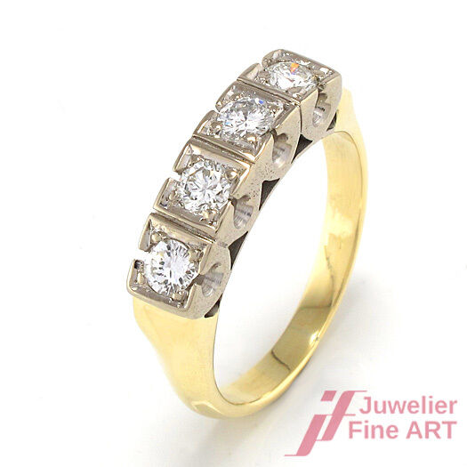 Diamantring 14K/585 Gelb-/Weißgold - 4 Brillanten ca. 0,40 ct - Gr. 56 - 6,1 g