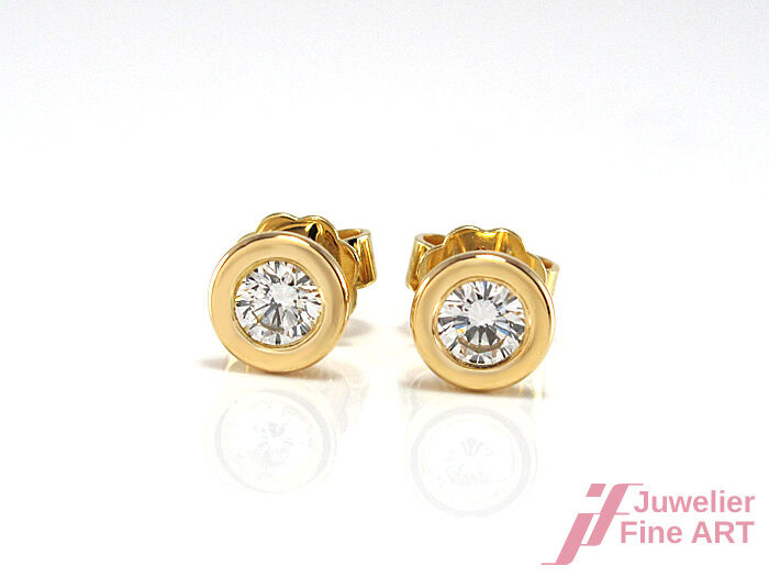 Ohrstecker - 18K/750 Gelbgold - 2 Brillanten ca. 0,40 ct TW-VVS -1,9 g
