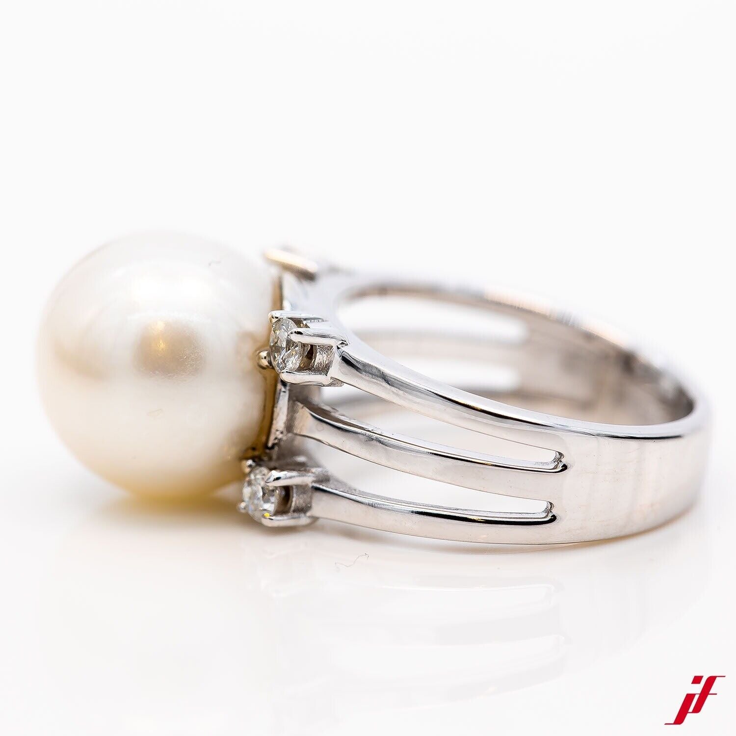 Ring 585/14K Weißgold 1 Südsee-Perle 4 Brillanten 0,20ct - Wert 2.000€