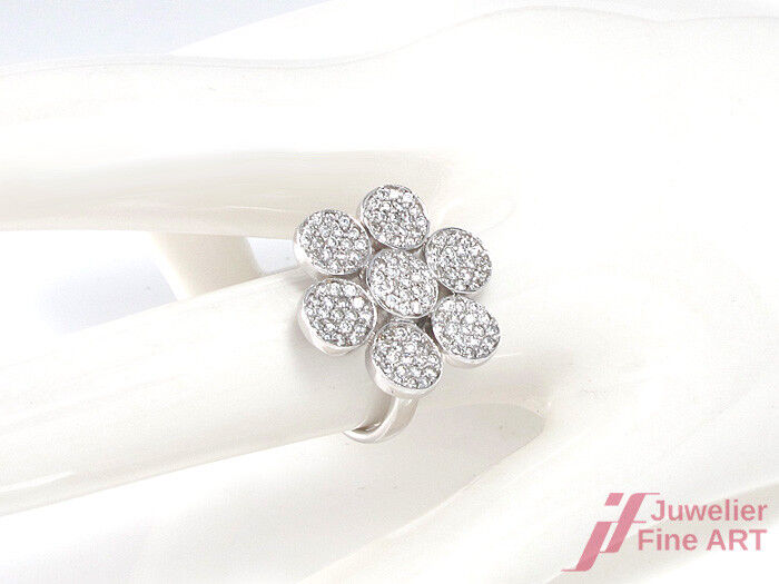 Ring mit 133 Diamanten gesamt ca. 1,33 ct TW/SI in 18K/750 Weißgold - Gr. 52