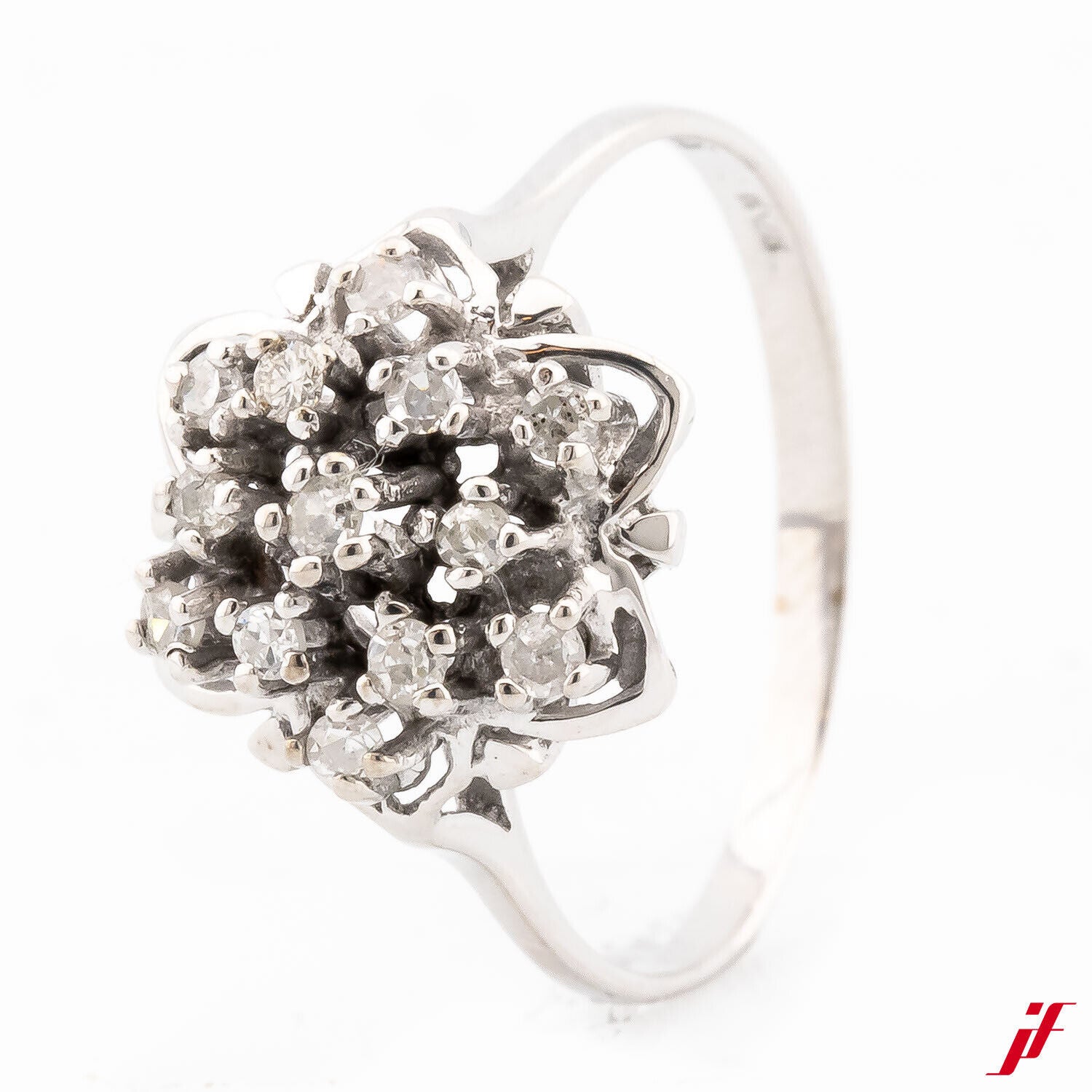 Klassischer Damenring 585/14K Weißgold Diamanten Brillanten 0,13 ct Größe 55