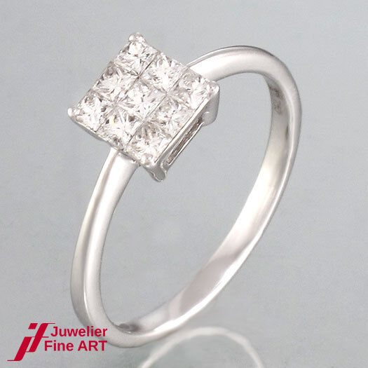 RING 750/18K Weißgold - 9 Diamanten zus. 0,47 ct - 1,9 g - Gr. 52,5