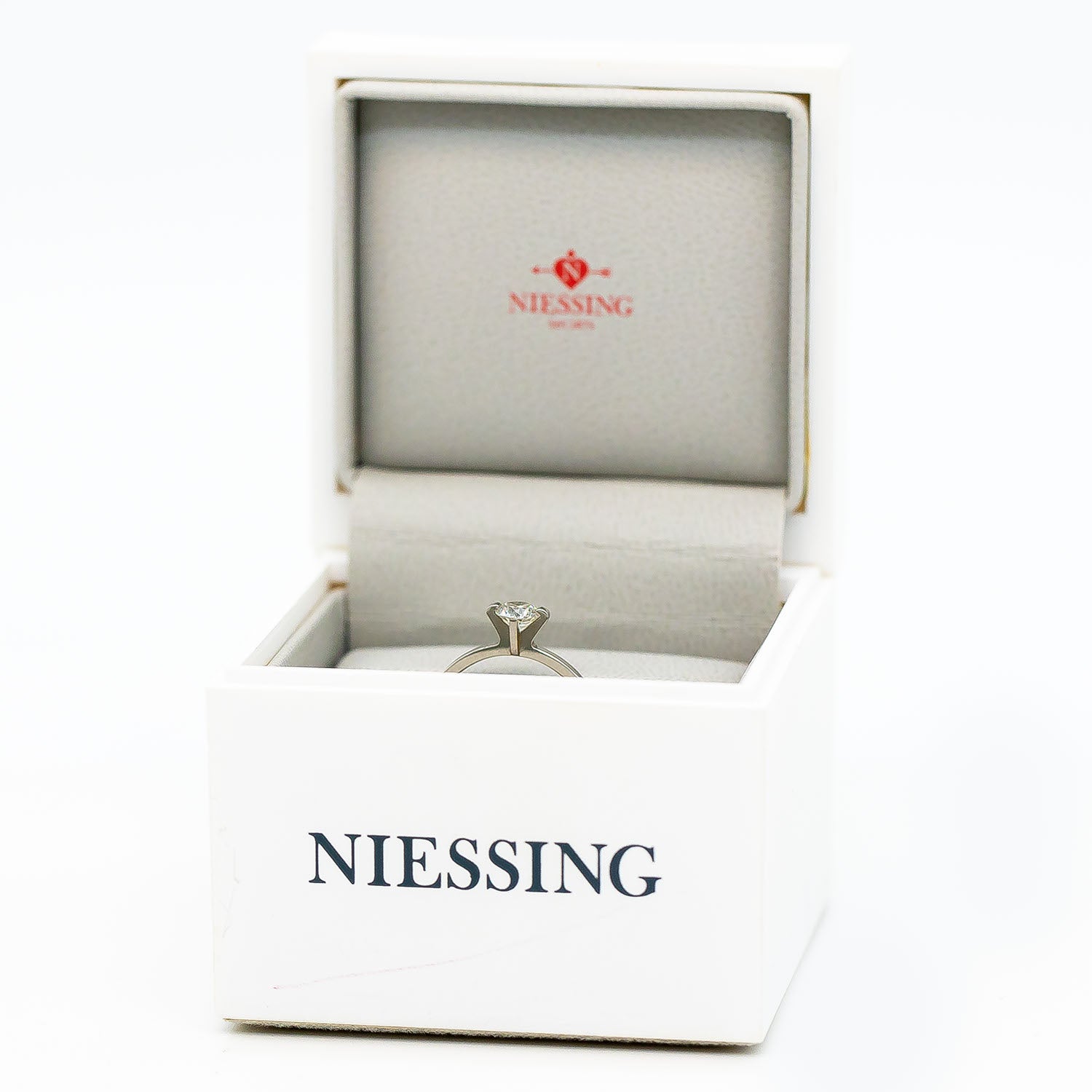 Niessing Princess Solitärring 950 Platin Diamant 0,40ct G/VS Gr.50 - Wert 4.000€