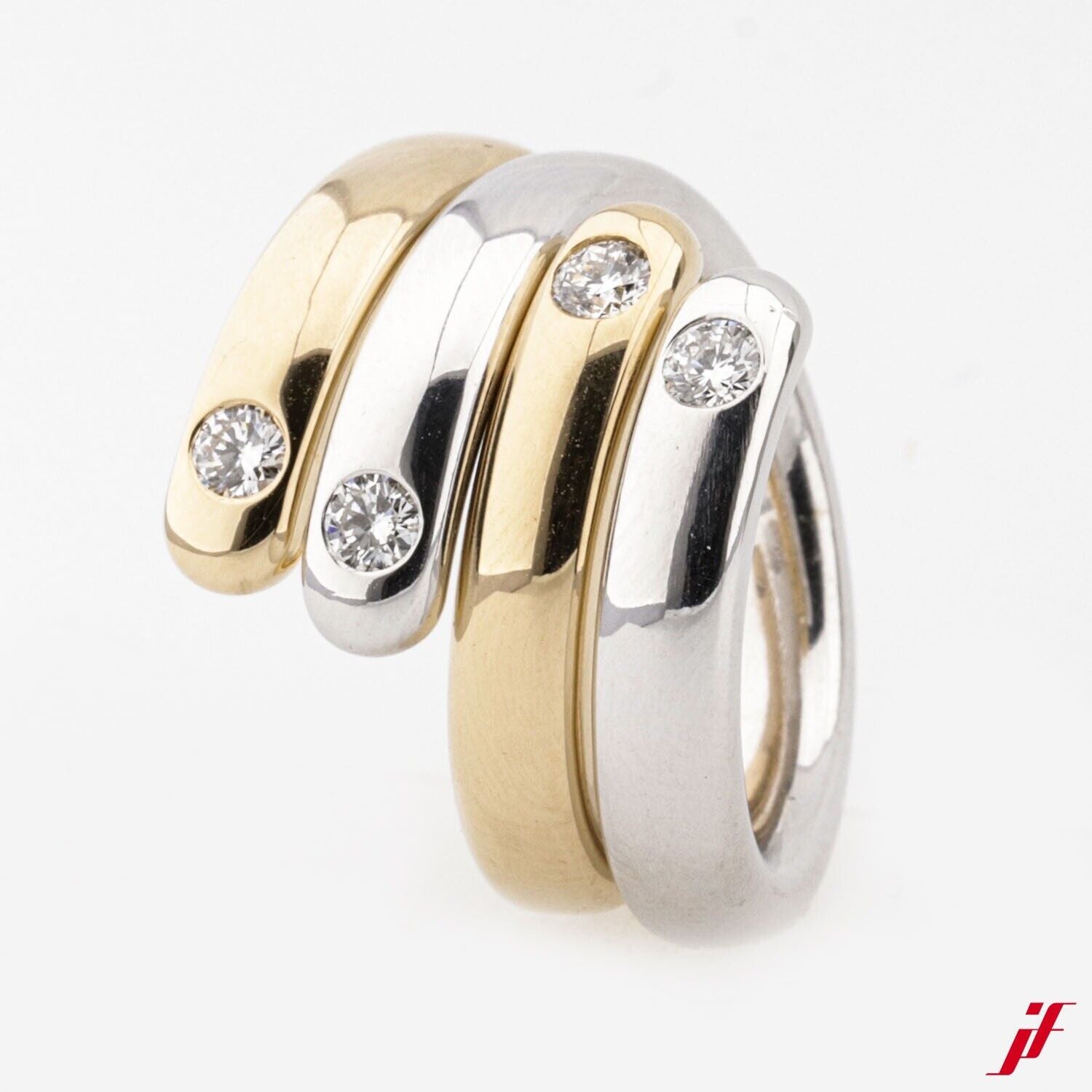 Doppel Ring 750/18K Gelbgold Weißgold Diamanten Brillanten - Wert 5.000€