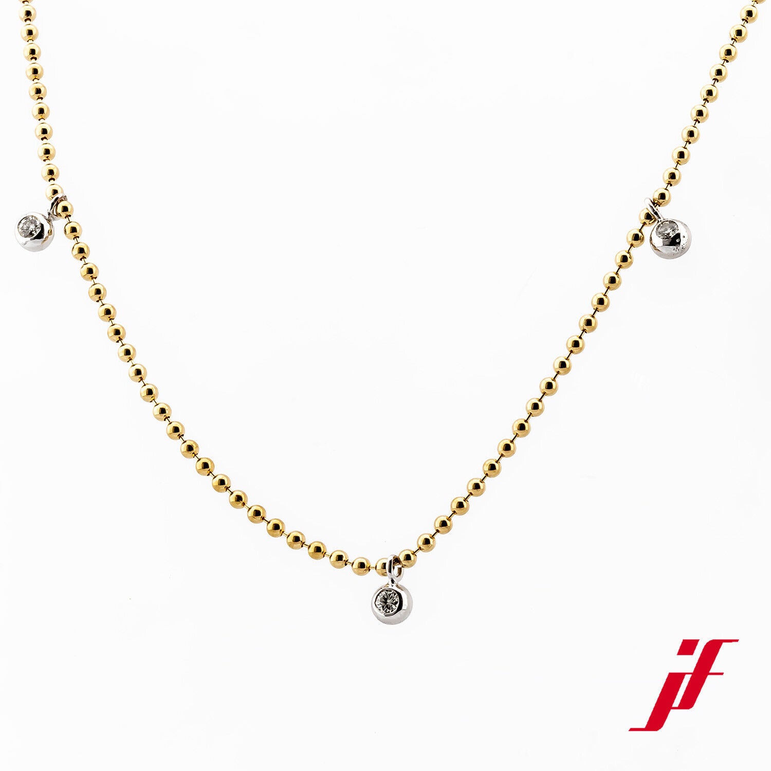 Halskette Collier 750/18K Gelbgold Weißgold Diamanten Billanten 55,0 cm