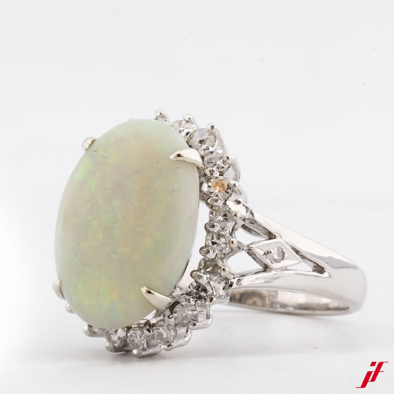 Ring 18K Gold 1 Opal ca. 6,50 ct 29 Brillanten ca. 0,75 ct 54  Wert 2.900,- *