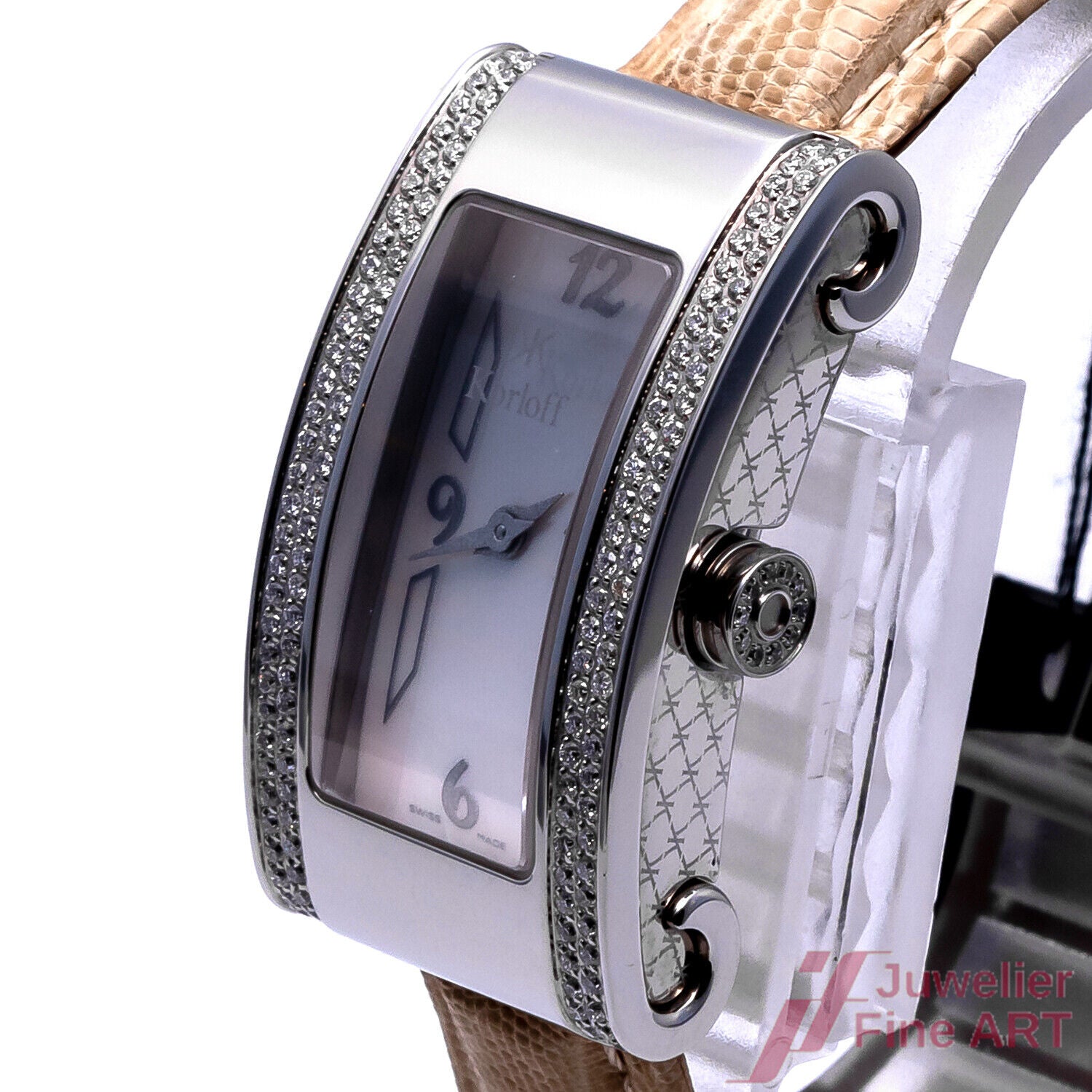 Uhr Korloff Paris Romeo-Juliette Quarz Ref. LK43 Edelstahl Diamanten