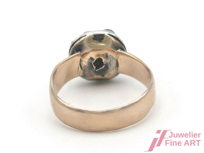 Antiker Ring in 14K/585 Rotgold/Weißgold - 8 Diamanten Altschliff 4,9 g Gr. 56,5