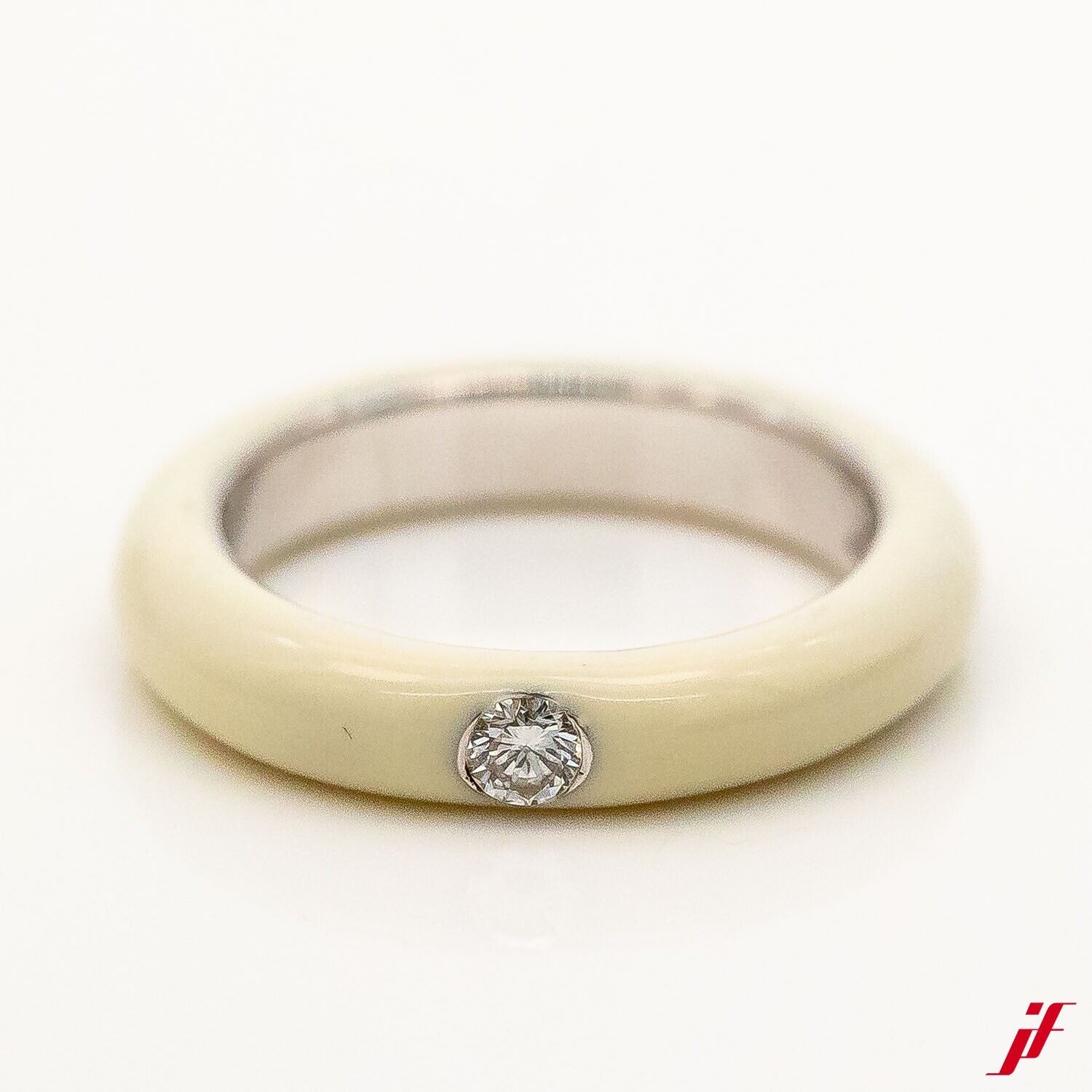 Wempe Solitärring Creme 18K/750 Weißgold Diamant 0,14ct W/SI Gr.53 - Wert 1.400€