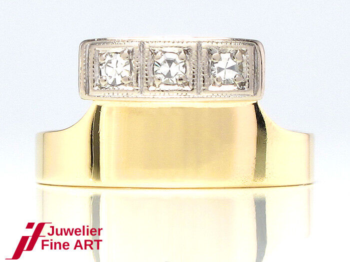 3-Diamantring ca. 0,15 ct in 585/14K Gelbgold/Weißgold - Gr. 50 - 2,9 g