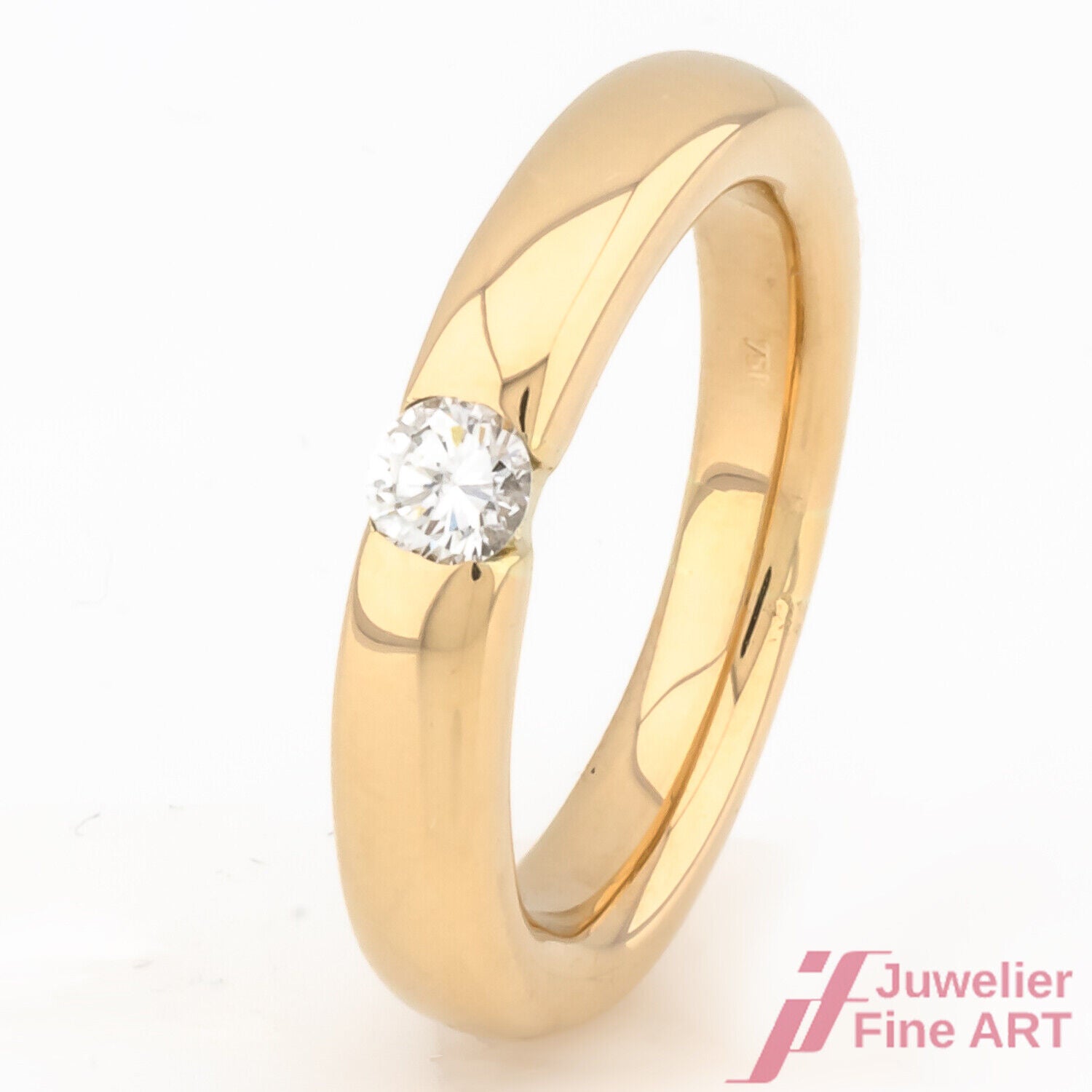 RING Solitärring 750/18K Gelbgold  1 Diamant Brillant 0,20 ct Größe 53,5