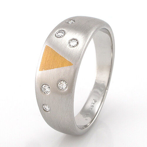 RING 950er-Platin mit 18K Gelbgold-Keil - 6 Diamanten 0,30 ct W/IF - 8,4 g