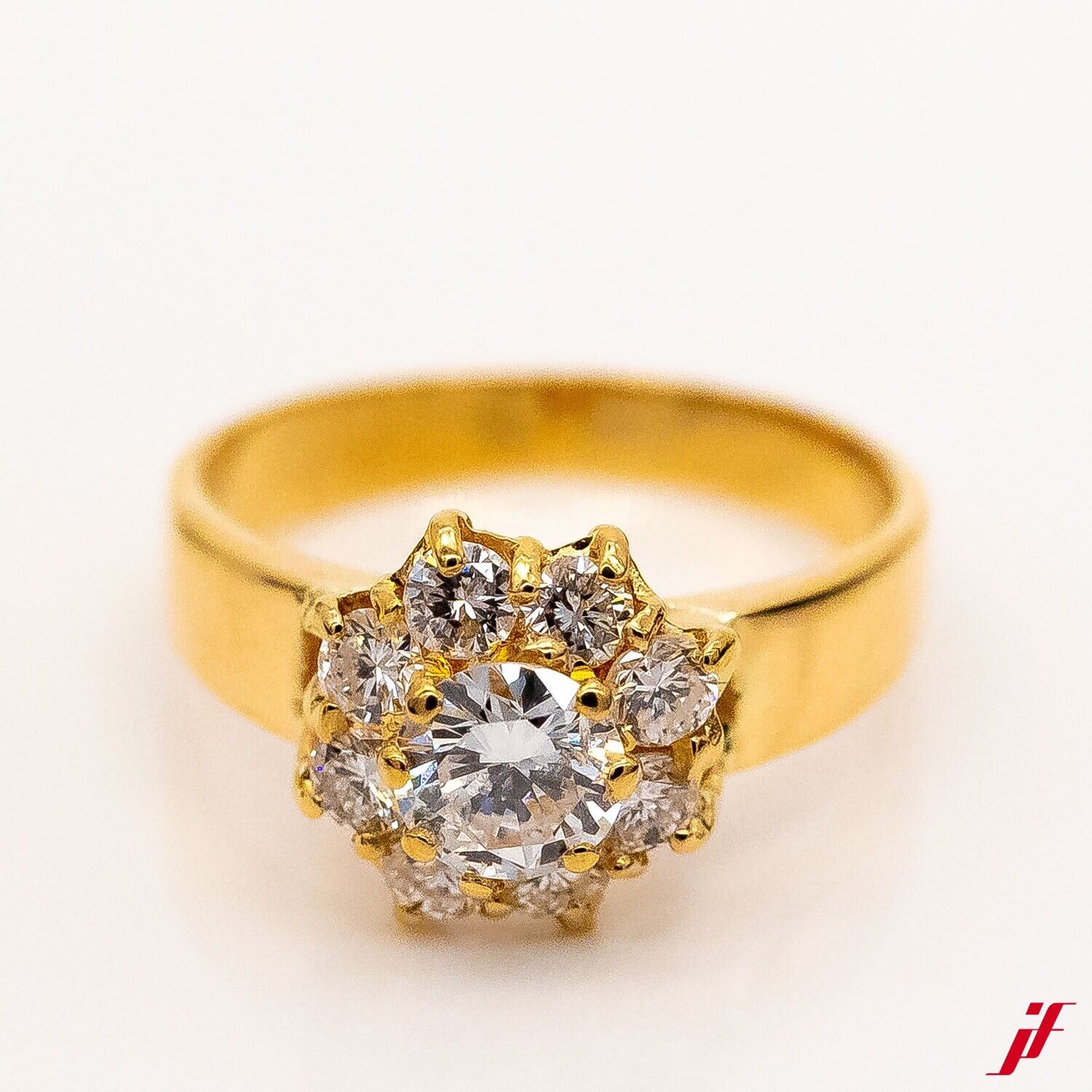 Ring 750/18K Gelbgold 9 Diamant 1,06ct G/SI Gr.49 - Wert 5.000€