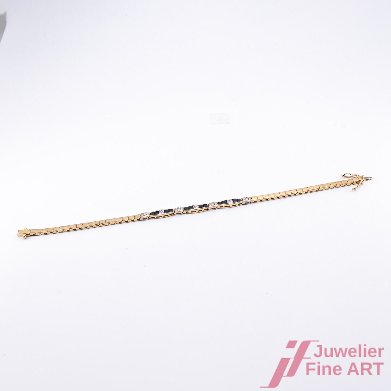 Armband Gliederarmband 750/18K Gelbgold Saphire Diamanten Brillanten 19,5 cm