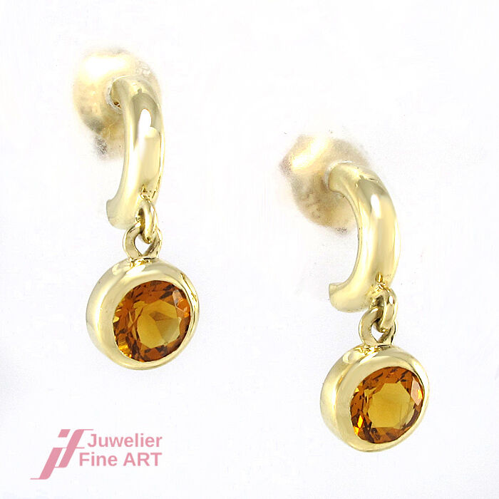 Ohrstecker in 9K/375 Gelbgold mit 2 brasilianischer Citrine ca. 0,75 ct - 2,1 g