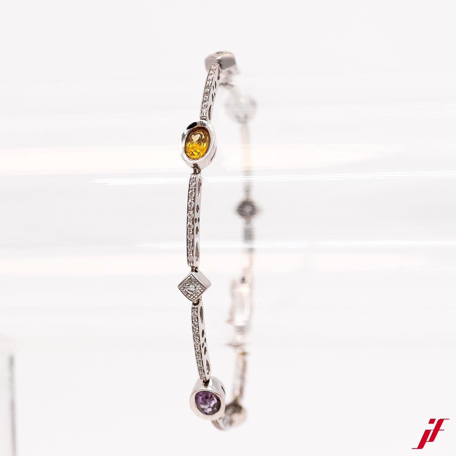 Armband 18K Weißgold 0,65ct 62 Diamanten Amethyst Topas Citrin - Wert 4.000 €