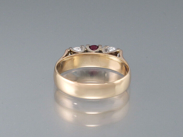 Ring 14K Roségold - 2 Brillanten ca. 0,40 ct - TW/VSI + Rubin ca. 0,20 ct -5,0g