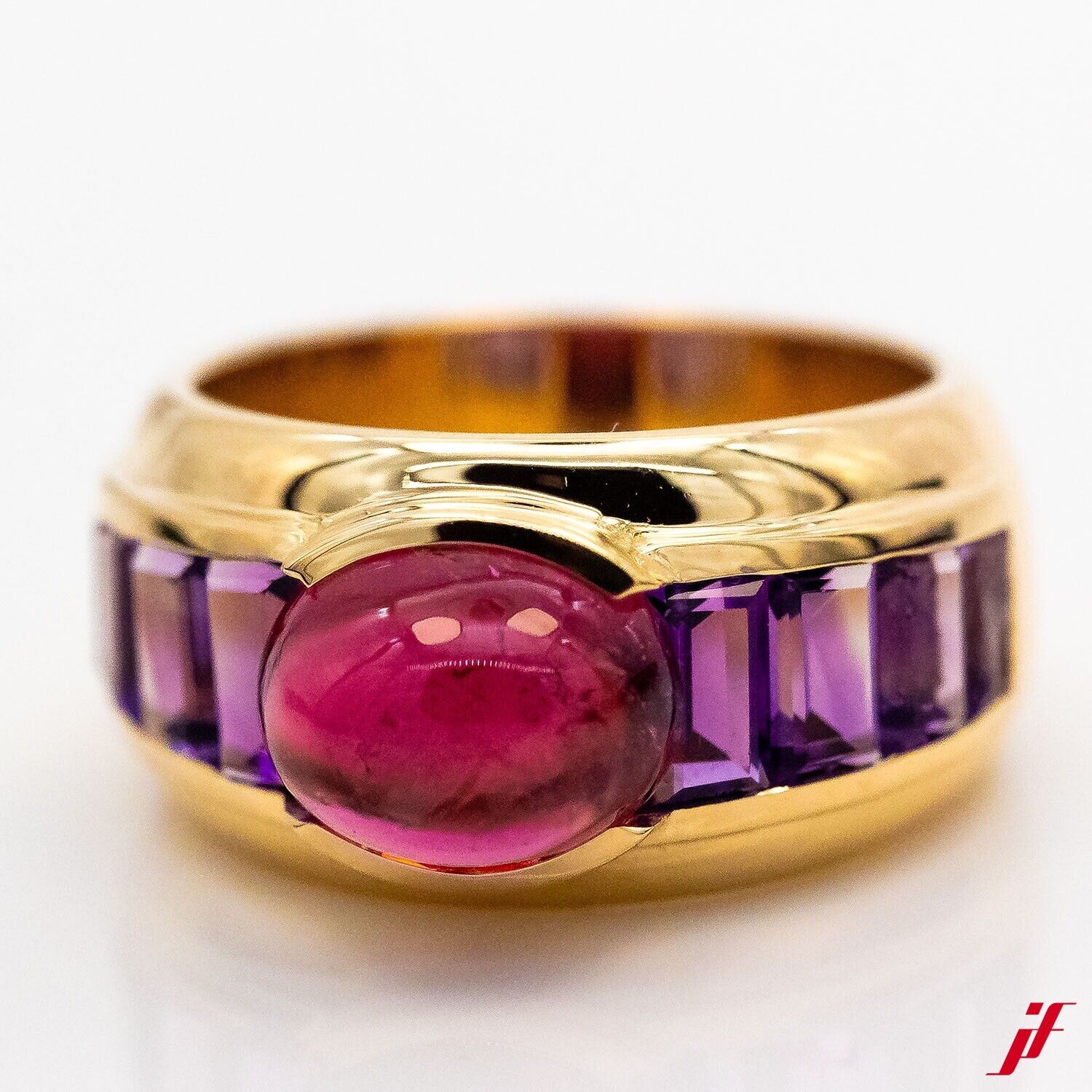 Ring 18K Gold 1 Turmalin 8 Amethyst ca. 4,0ct Gr. 55 - Wert 6.000€