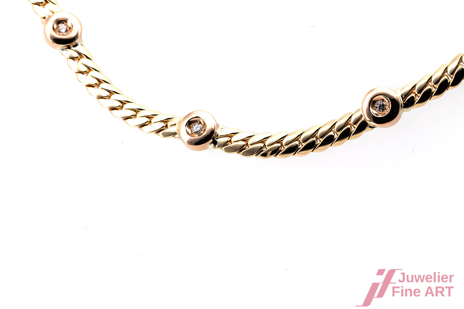 Collier -18K GG/WG - 12 Brillanten zus. ca. 0,50 ct TW/vvs - 39,5 g - 48,0 cm