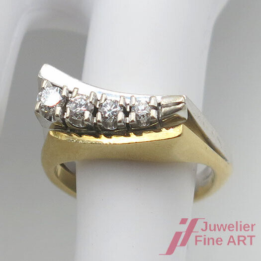 Designer-Ring in 18K/750 GG/WG - 4 Brillanten zus. ca. 0,35 TW/vvs 10,1 g Gr. 53