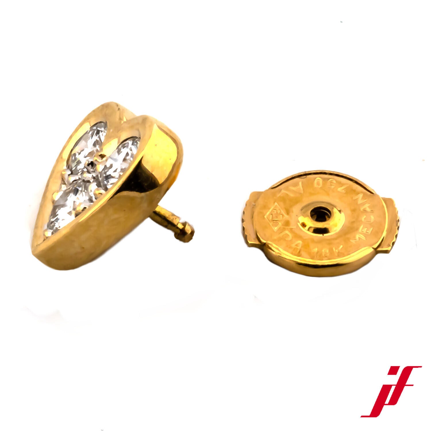 Stickpin Herz 750/18K Gelbgold Diamanten Brillanten Smartlockverschl.