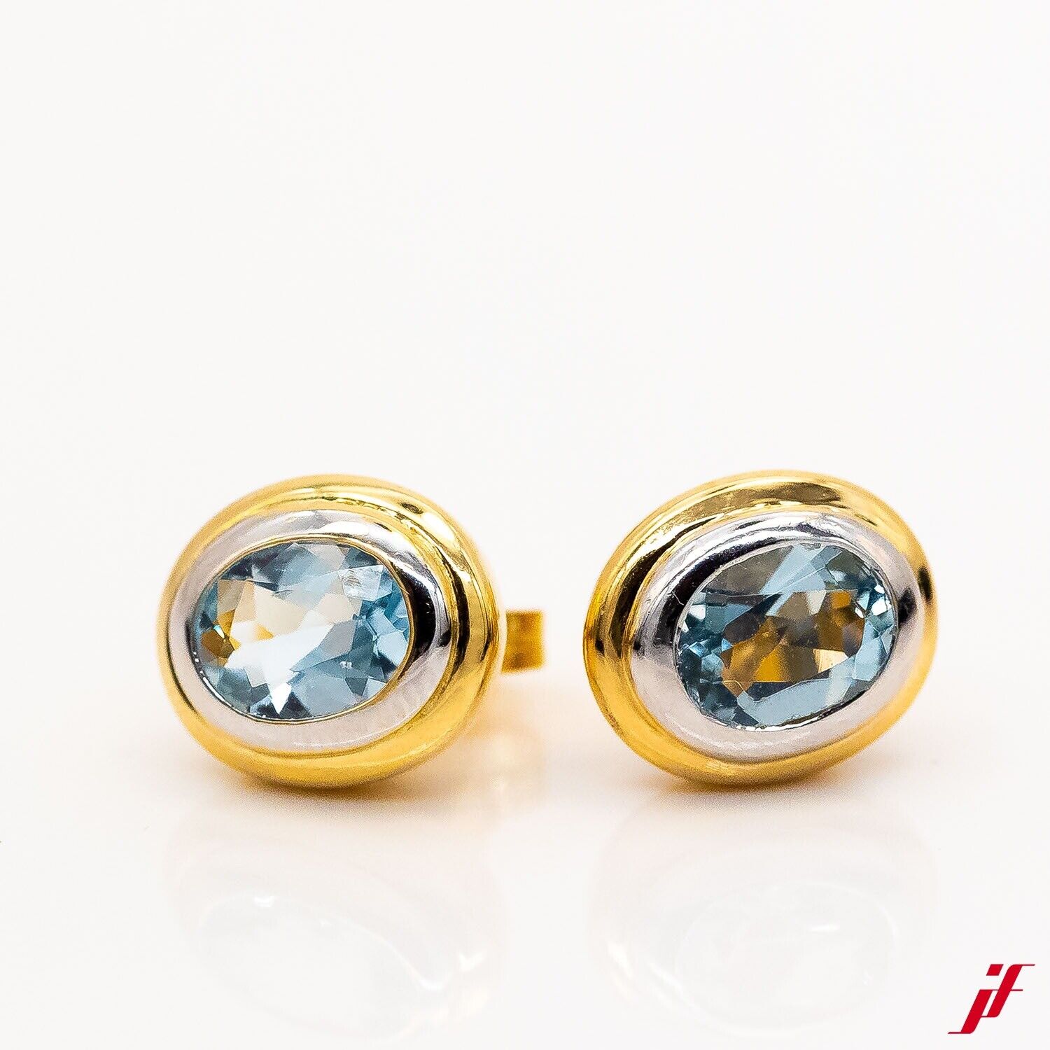 Ohrstecker 750/18K Gelbgold Weißgold Aquamarin 3,0ct - Wert 2.400€