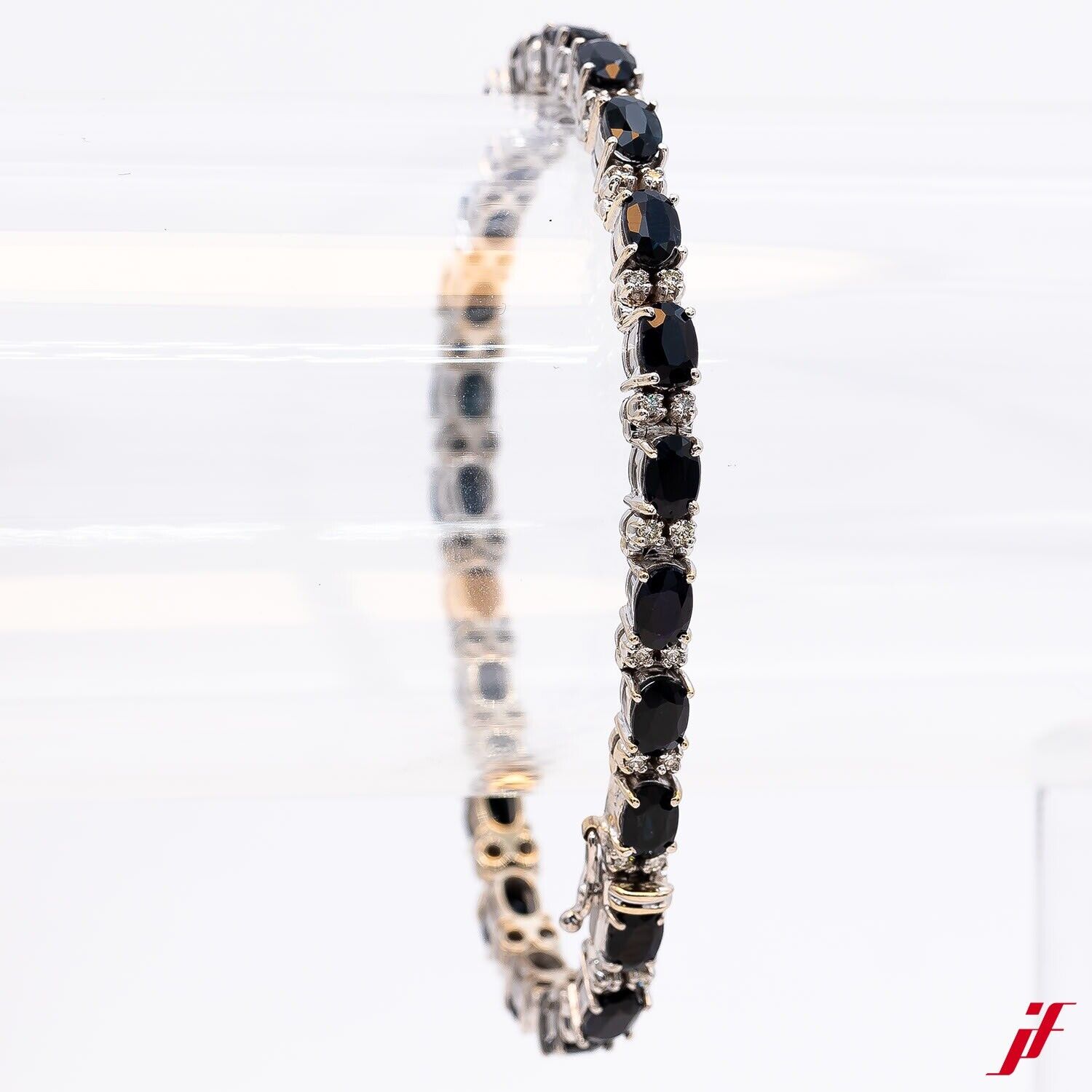 Armband 14K Weißgold 23 Saphire 46 Diamanten ca. 11,92ct 19cm - Wert 10.000€